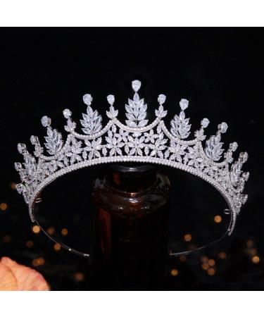 Jorsnovs Cubic Zirconia Wedding Bridal Crowns Princess Sweet 16 CZ Tiaras Quinceanera Birthday Hair Accessories for Women B-Silver