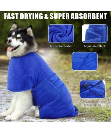 Buy Dolahovy Microfiber Dog Bathrobe Towel - Adjustable Super Absorbent Fast Dry Coat for Small Medium & Large Dogs - Perfect Dog Bathing Robe in S Blue - Buy Online on GoSupps.com