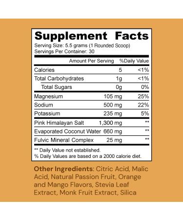 Ameo Life Hydrate Electrolyte Powder Clean No Sugar Mineral-Rich Hydration Blend for Energy Performance & Recovery - 30-Servings Passion Mango Orange - Buy Online on GoSupps.com