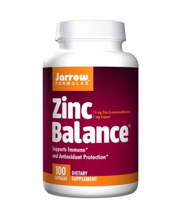 Jarrow Formulas Zinc Balance 15 milligrams 100 Capsules. Pack of 1 Bottle 100 Veggie Caps