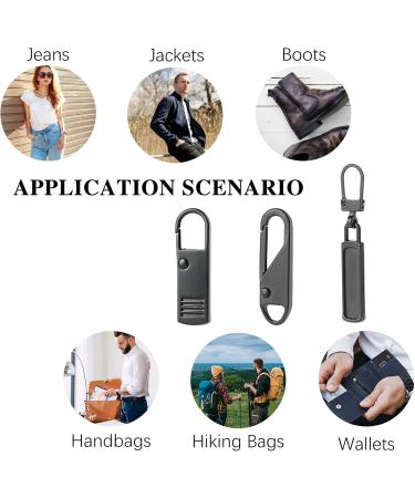 Buy MxTimwan 12-Piece Universal Removable Metal Zipper Pulls - Perfect Replacement for Clothes Wallets Jeans & Luggage - Black - Buy Online on GoSupps.com