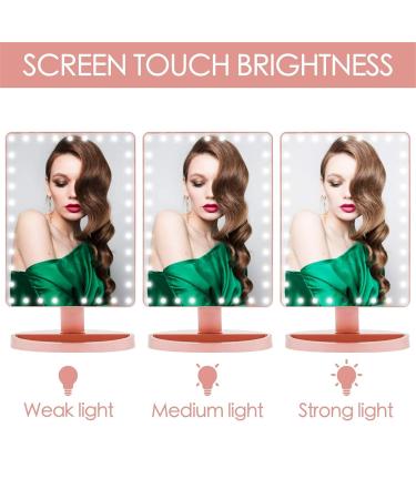 Extra Large LED Lighted Makeup Mirror with 10X Magnification, Touch Screen Dimmable, 360 Rotation - Rose Gold - Buy Online on GoSupps.com