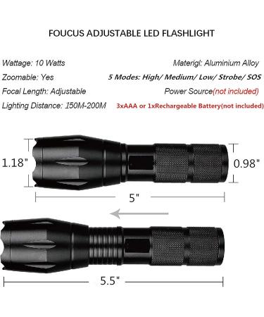 2 Pack Tactical Flashlights Torch - Military Grade, 3000 Lumens, 5 Modes, Waterproof LED Handheld Flashlight for Camping, Biking, Hiking - Emergency Outdoor Gear - Buy Online on GoSupps.com