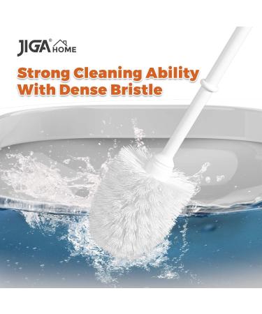 JIGA 3 Pack Toilet Brush Set with Holder - Bathroom Stiff Bristles Scrub Brush White - Buy Online on GoSupps.com