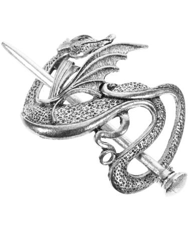 Didiseaon Medieval Metal Hairpins Wiccan Viking Hair Bun Clip Silver Punk Hair Barrette Dragon Chignon Buns Holder Knot Viking Jewelry for Women Girls