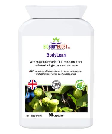 BodyLean | Garcinia Cambogia CLA Chromium Green Coffee Extract Glucomannan and More | Normal Macronutrient Metabolism Normal Blood Sugar Levels | 90 Vegetarian Capsules