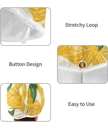 Eco-Friendly Green Yellow Leaf Hair Towel 2 Pack | Super Absorbent Quick Dry Hair Turbans for Women & Girls - Buy Online on GoSupps.com