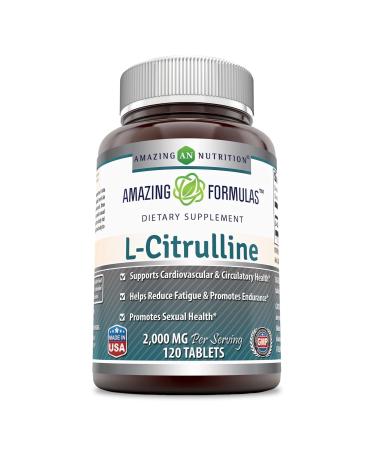 Amazing Formulas L Citrulline 2000mg Per Serving 120 Tablets (Non-GMO,Gluten Free) - Promotes Healthy Circulation & Cardiovascular Health - Enhances Endurance