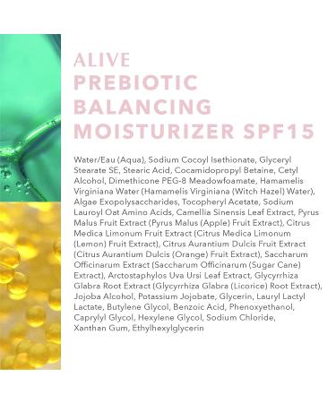 Algenist ALIVE Prebiotic Balancing Moisturizer SPF15 - Zinc Oxide Facial Sunscreen - Buy Online on GoSupps.com