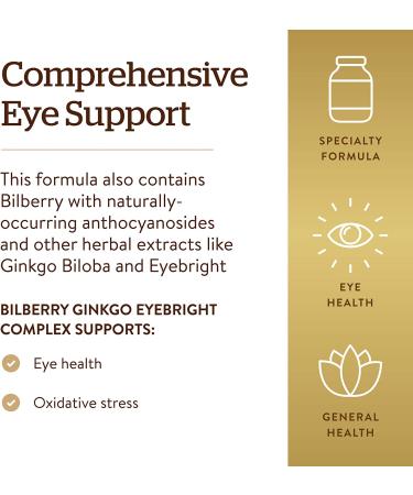 Solgar Bilberry Ginkgo Eyebright Complex 60 Capsules - Eye Health Antioxidant Support with Vitamins A, C & E - Vegan, Gluten Free, Dairy Free, Kosher - Buy Online on GoSupps.com
