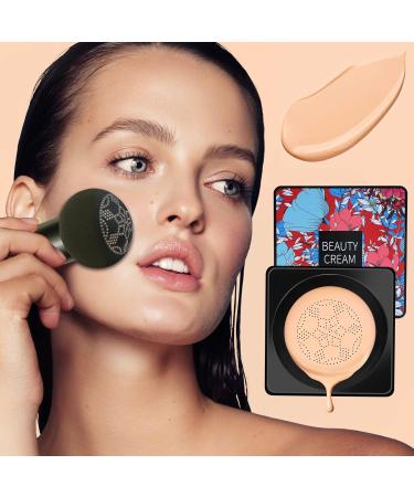 PICKX Mushroom Head Air Cushion BB Cream Concealer Lasting Nude Makeup Moisturizing Brightening Pigment CC Liquid Foundation Even Skin Tone Makeup Base Primer (C-lvory) - Buy Online on GoSupps.com