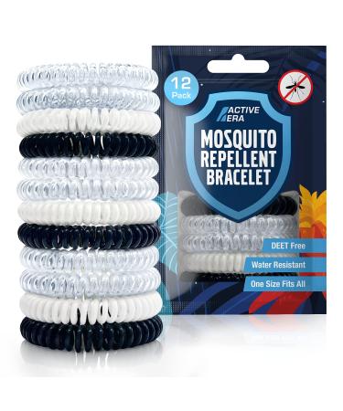 Active Era Mosquito Repellent Bracelet 12 Pack Insect Midge & Mosquito Bands - Powerful DEET Free Formula - Waterproof with 250 Hours / 10 Days of Protection for Adults and Kids 3+ 12 Count (Pack of 1)