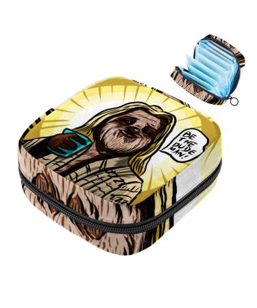 Fashionable sloth storage bags for women's bandages large menstrual cup cylinder pocket with zipper periodic inserts bags panty lores tampons for girls and women multi-colored 04