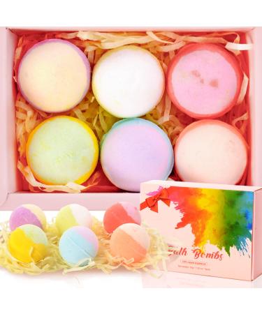 Bath Bombs Gift Set for Women 6 Pack Contains Natural Essential Oil Moisturizes Soothes The Skin SPA Bubble Bathbombs for Kids Mothers Day Gifts for Birthday Valentines Christmas Bath Bombs 6 Pcs