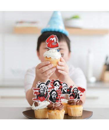 Rsstarxi 40 Pack Horror Movie Scam Cupcake Toppers Telephone No You Hang Up Killer Birthday Cupcake Toothpicks for Halloween Horror Movie Theme Birthday Party Cake Decorations Red Design 1 Red - Buy Online on GoSupps.com