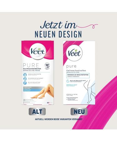 Veet Cold Wax Strips for Sensitive Skin - Easy-Gelwax Technology for Legs & Body | 20 Pack - Buy Internationally - Buy Online on GoSupps.com