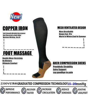 Zalati Copper Compression Socks - 2pcs Foot Sleeves for Medical Running & Cycling - Unisex Athletic Support - Buy Online on GoSupps.com