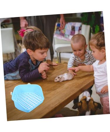 Hohopeti Box Rabbit Toilet Small Animal Supply Hamster Bathtub Bunny Bedding for Rabbits Litter Pan Plastic 33X29.5X14CM Blue - Buy Online on GoSupps.com