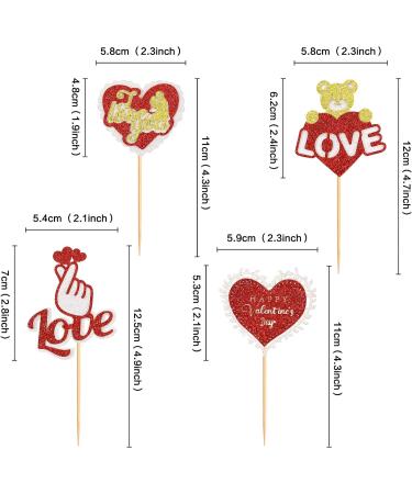 Keaziu 24 Pack Happy Valentine's Day Cupcake Toppers I Love You Heart Cupcake Picks Love Cupcake Toppers for Wedding Proposal Engagement Bridal Shower Sweet Love Theme Party Cake Decoration Red 4 - Buy Online on GoSupps.com