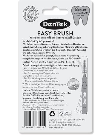 Dentek Eco EasyBrush Interdental Brush ISO 0 - 8 Pieces 0.4mm Mega Fine for Narrow Spaces Mint Flavor Hygienic Cap - Reusable | International Shipping - Buy Online on GoSupps.com