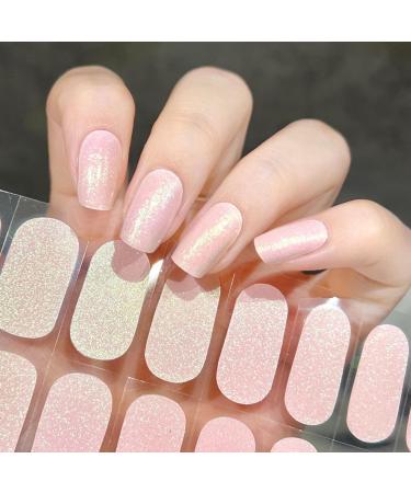 Ceboic 22 pieces halved gel nail foils gel nail polish sticker nail foil UV hardening nail film self -adhesive fingernails for sticking to women girls nail decoration - pink aurora