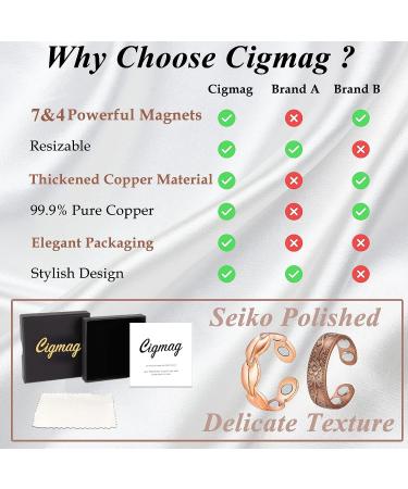 Cigmag 2PCS Copper Magnetic Rings for Women - Adjustable Solid Pure Copper - Gift Box Included - Valentine's Day Jewelry - Buy Online on GoSupps.com