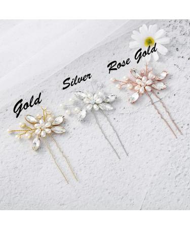 Catery Pearl Crystal Wedding Hair Pins Bridal Hair Pieces - Pack of 2, Silver Accessories for Women - Buy Online on GoSupps.com