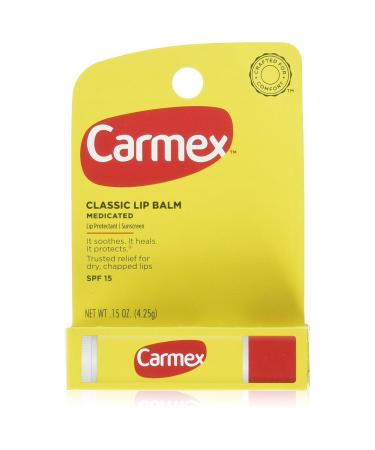 Carmex Classic Lip Balm Lip Protectant Sunscreen SPF 15 0.15 oz (Pack of 6)
