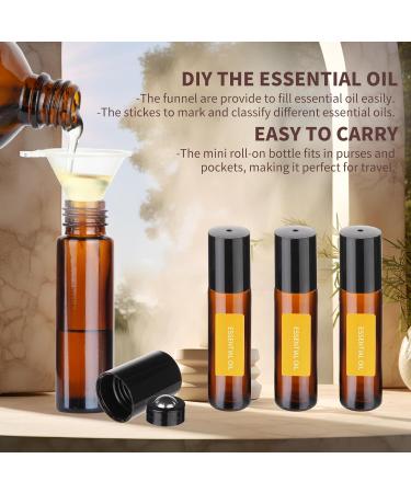 Hyber&Cara 10ml Glass Roll on Bottles 8Pcs Essential Oils Roller Bottles - Stainless Steel Roller Balls - Aromatherapy Set with Bonus Gifts - Buy Online on GoSupps.com