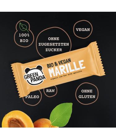 Green Panda Vegan Apricot Energy Bars | 100% Organic & Sugar-Free Sweets | Only 5 Ingredients | Healthy Snack | 12x30g Fructure Bars - Buy Online on GoSupps.com