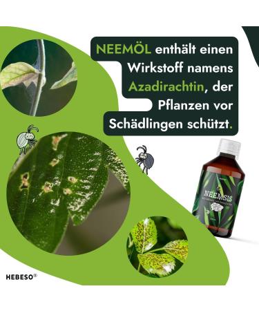 HEBESO NEEMSIS Organic Neem Oil 500ml - Cold Pressed 100% Natural Eco-Friendly Ready to Use - Buy Online on GoSupps.com