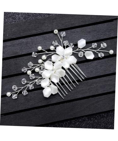 minkissy Wedding Headpiece Bridal Headdress wedding headgear rhinestones pearl flower comb white accessories Pearl Rhinestone Hair Comb Wedding dress Wedding Hair Comb - Buy Online on GoSupps.com