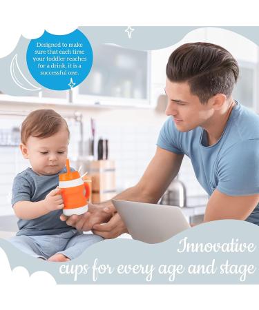 Toddler Straw Sippy Cups Set - Soft Silicone Training Cup with Non-Slip Handle, No-Spill Lid, PA Free, Dishwasher Safe - Blue & Orange - Buy Online on GoSupps.com