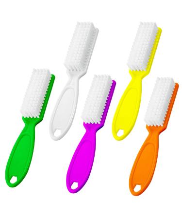 HOFASON 5 Pcs Handle Grip Nail Brush, Hand Fingernail Cleaner Brush Manicure Tools Scrub Cleaning Brushes Kit for Toes and Nails Women Men (Random Colors) 5Pack-Colorful