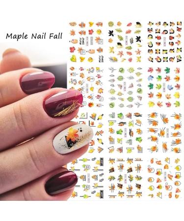 Cartoon Golden Leaves Abstract Face Animal Autumn Maple Leaf Water transfor Decals Nail Stickers(BN1921-1932) - Buy Online on GoSupps.com