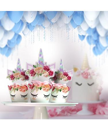 30 Set Unicorn Cupcake Toppers and Wrappers Decorations Birthday Party Cute Unicorn Cupcake Liners with Topper for Girls Baby Shower Birthday Party Decorations (Colorful) - Buy Online on GoSupps.com