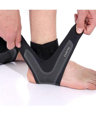 1 Pair Left+Right Ankle Support for Men Women eYotto Neoprene Breathable Elastic Adjustable Arch Support Plantar Fasciitis Sleeve Heel Protector for Sprain Plantar Fasciitis Running Basketball Black