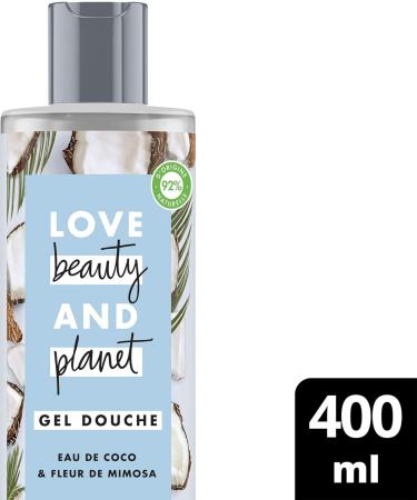 Love Beauty & Planet Women's Shower Gel Vegan Refreshing Rain Coconut Water and Mimosa Flower Natural Ingredients All Skin Types Certified Vegan 400 ml - Buy Online on GoSupps.com