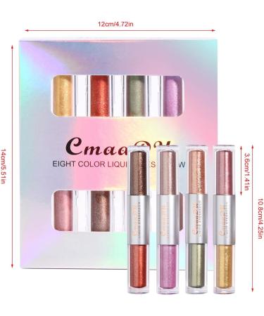 Liquid Glitter Eyeshadow | Long Lasting Quick-Drying Eyeshadow Makeup Set - Shimmer 8 Colors Double Head Design Multi-Dimensional Eye 02 - Buy Online on GoSupps.com