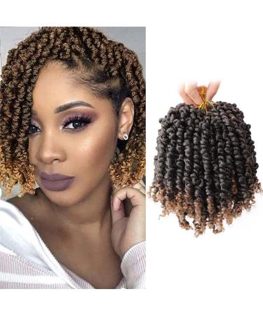 Pre-twisted Passion Twist Crochet Hair 6 Inch 9 Packs Passion Twist Hair Pre Looped Ombre Blonde Short Passion Twist Hair Crochet Braids Hair Extensions(T27 6 Inch 9 Packs) 6 Inch (Pack of 9) T27