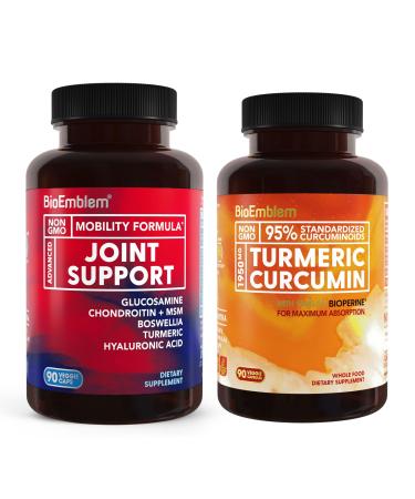 BioEmblem Turmeric Curcumin Supplement with BioPerine and Joint Support