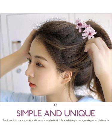 minkissy Flower Hair Tie Stretchy Hair Band Ponytail Holder Elastic Hair Ring Hair Accessory - Buy Online on GoSupps.com