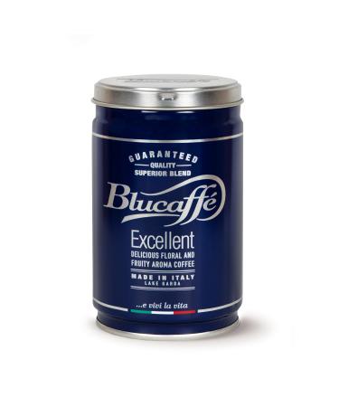 LUCAFFÈ Blucaffè, Coffee beans 250 g steel jar, preserves aroma, Gourmet Arabica coffee beans, fruity taste, medium roast, medium body, intense aroma, low caffeine