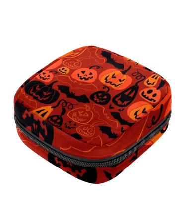 Halloween Pumpkin Bat Sanitary Napkin Storage Bag Feminine Product Pouches Portable Period Kit Bag Menstruation First Period Bag for Women Teen Girls Ladies Menstrual Cup Pouch Tampon Bags Color 9