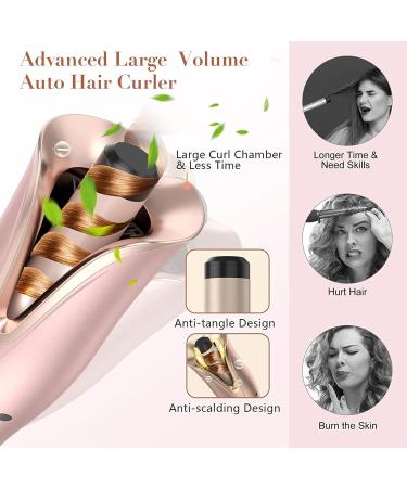 Yuehuam Auto Hair Curler Automatic Curling Iron Wand with 4 Temperatures & 3 Timers Dual Voltage Auto Shut-Off Spin Iron for Hair Styling Champaign Gold - Buy Online on GoSupps.com
