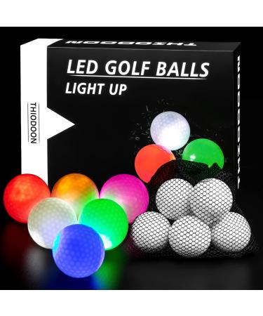 THIODOON Glow Golf Ball for Night Sports Super Bright LED Golf Balls Glowing in The Dark Golf Ball Long Lasting Light up Golf Ball 6 Pack: 6 colors in one
