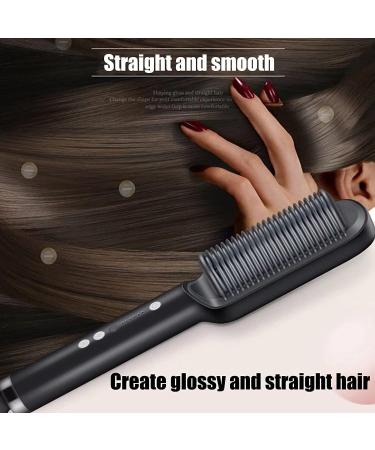 Hair Straightener Brush & Curler - Adjustable Heat Electric Hot Comb in Black | Shop Internationally - Buy Online on GoSupps.com
