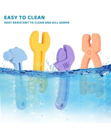 Fu Store 4 Pack Soft Silicone Teething Toys for Toddlers - Hammer Set Baby Teethers for Soothing Babies Gums - Buy Online on GoSupps.com