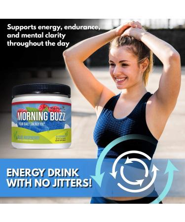 Morning Buzz Energy Drink Powder - Blue Raspberry, 8oz (30 Servings) | Sports Nutrition Energy Drink Mix - Buy Online on GoSupps.com