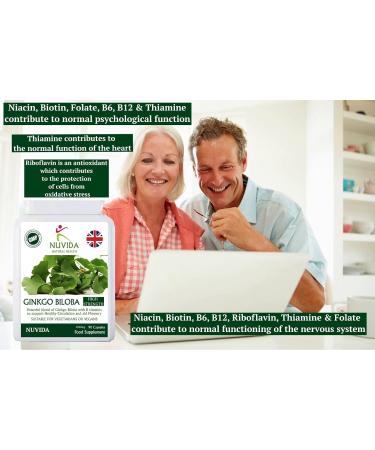 High Strength Ginkgo Biloba Capsules with B Vitamins - 2000mg Equivalent - Vegan Friendly - Buy Online on GoSupps.com